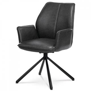 AUTRONIC HC-398 GREY3 Jedálenská stolička, sivá látka v dekore vintage kože, kov - černý lak, spätný mechanizmus