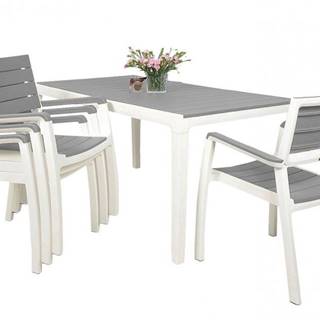 Záhradný nábytok Keter Harmony set stôl + 4 stoličky biela/svetlošedá