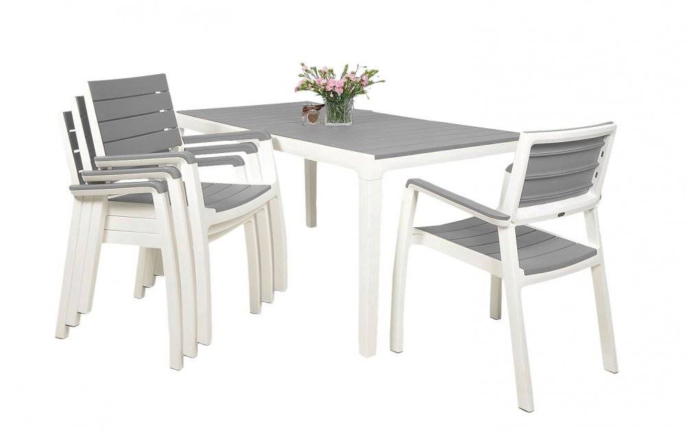 Keter Záhradný nábytok  Harmony set stôl + 4 stoličky biela/svetlošedá, značky Keter