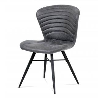 AUTRONIC  HC-442 GREY3 jedálenská stolička, sivá látka vintage, kov čierny mat, značky AUTRONIC