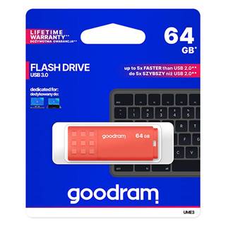 GOODRAM Goodram USB flash disk, USB 3.0, 64GB, UME3, oranžový, UME3-0640O0R11, USB A, s krytkou, značky GOODRAM