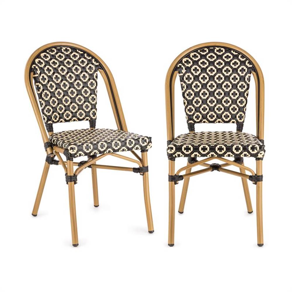 Blumfeldt  Montbazin BL, bistro stolička, možnosť ukladať stoličky na seba, hliníkový rám, polyratan, čierno-krémová, značky Blumfeldt