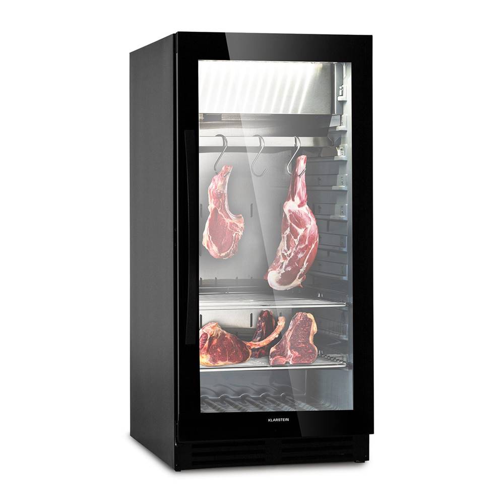 Klarstein  SteakhoPro 233 Onyx, chladnička na zrenie mäsa, 1 zóna, 233 litrov, 1-25°C, dotykový displej, panoramatické okno, značky Klarstein
