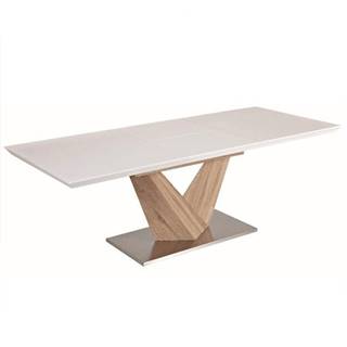 Jedálenský stôl biela extra vysoký lesk HG/dub sonoma 160x90 cm DURMAN P7 poškodený tovar