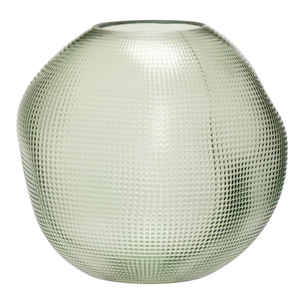 Hübsch Zelená sklenená váza  Sole, výška 20 cm, značky Hübsch
