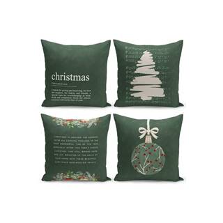 Súprava 4 vianočných dekoratívnych obliečok na vankúš Kate Louise Christmas Noel, 43 x 43 cm