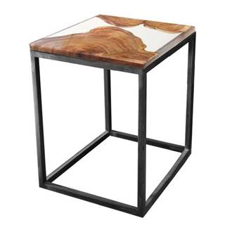 Odkladací stolík RESIN 40x40 cm, transparentná/sivá