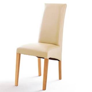 Jedálenská stolička FOXI I buk prírodný/textilná koža béžová