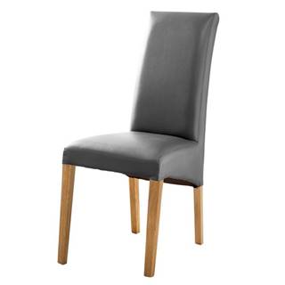 Sconto Jedálenská stolička FOXI III dub olejovaný/textilná koža sivá, značky Sconto