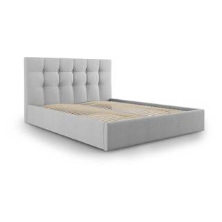 Mazzini Beds Svetlosivá dvojlôžková posteľ  Nerin, 140 x 200 cm, značky Mazzini Beds