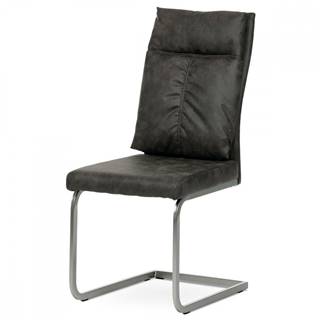 AUTRONIC  DCH-459 GREY3 Jedálenská stolička, sivá látka v dekore vintage kože, kovová podnož, brúsený nikel, značky AUTRONIC