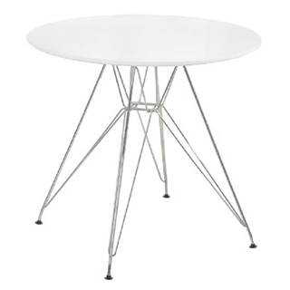 Kondela KONDELA Jedálenský stôl, chróm/MDF, biela extra vysoký lesk HG, priemer 80 cm, RONDY NEW, značky Kondela