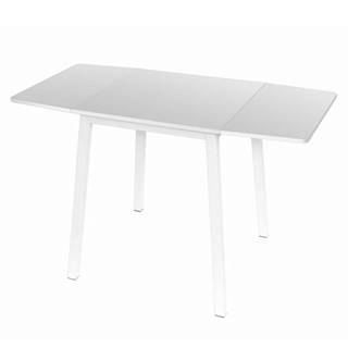 KONDELA Jedálenský stôl, MDF fóliovaná/kov, biela, 60-120x60 cm, MAURO