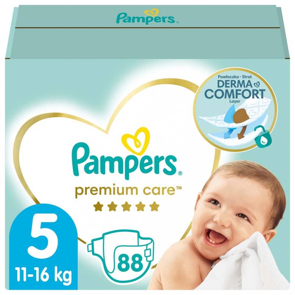 PAMPERS  Premium Care Plienky jednorazové 5 (11-16 kg) 88 ks - MEGA PACK, značky PAMPERS