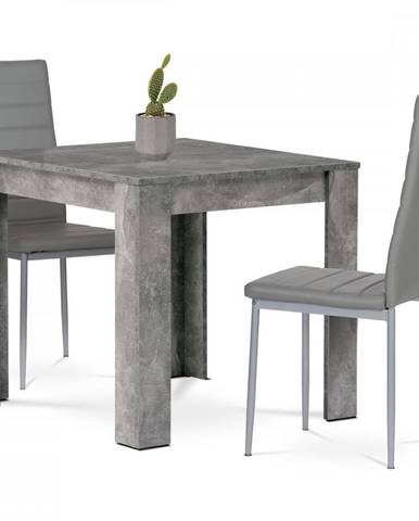 AUTRONIC PLUTO Jedálenský set 1+2, stôl 80x80 cm, MDF, dekor betón, stolička poťah sivá ekokoža, kov, sivý lak