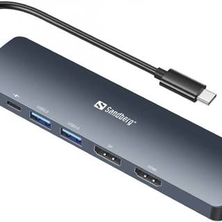 Sandberg  USB-C 8K Display Dock, dokovací stanice HDMI, DisplayPort, 2xUSB 3.0, USB-C PD 100W, RJ45, značky Sandberg