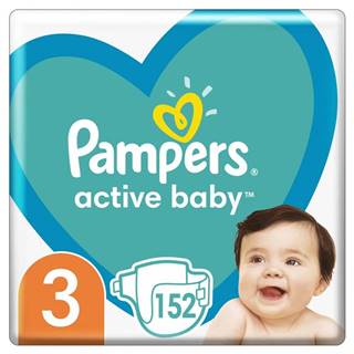 PAMPERS  Active Baby Plienky jednorazové 3 (6-10 kg) 152 ks - MEGA PACK, značky PAMPERS