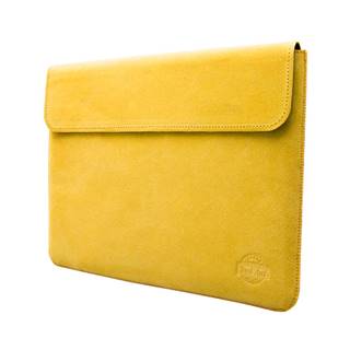 Puzdro na notebook z brúsenej kože Spring žlté s klopou MacBook Pro 14