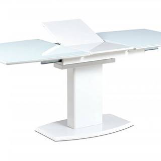 AUTRONIC  AT-4012 WT jedálenský stôl 140+40x80 cm, biele sklo + biela MDF, značky AUTRONIC
