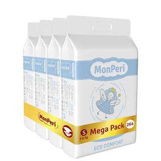 MONPERI  Eco Comfort Plienky jednorazové S (3-6 kg) 264 ks - Mega Pack, značky MONPERI