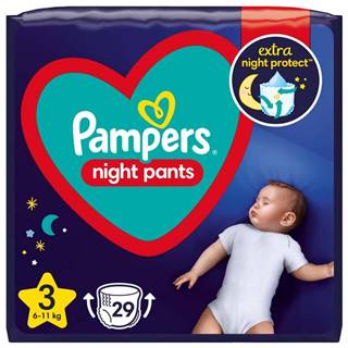 PAMPERS  Night Pants Nohavičky plienkové jednorazové 3 (6-11 kg) 29 ks, značky PAMPERS
