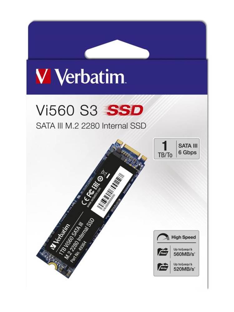 Verbatim  SSD 1TB M.2 2280 SATA III Vi560 S3 interní disk, Solid State Drive, značky Verbatim