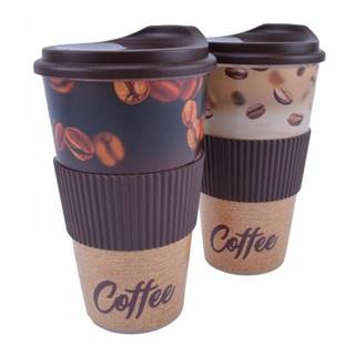 Pohár na kávu, plastový, s náustkom, 400 ml, Coffee