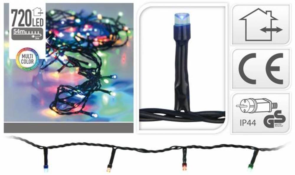 Kinekus Svetlo vianočné 720 LED, farebné, vonkajšie/vnútorné, dekorácia, značky Kinekus