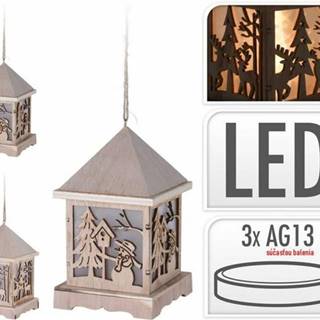 Kinekus Svetlo LED svietnik, lampáš drevo, 16 cm, dekorácia, ozdoba závesná, značky Kinekus