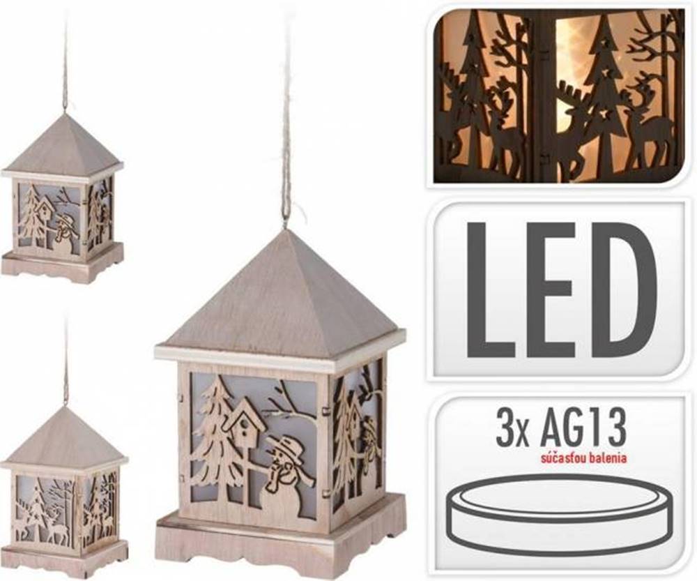 Kinekus Svetlo LED svietnik, lampáš drevo, 16 cm, dekorácia, ozdoba závesná, značky Kinekus