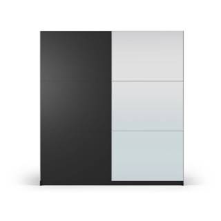 Čierna šatníková skriňa so zrkadlom a s posuvnými dverami 200x215 cm Lisburn - Cosmopolitan Design
