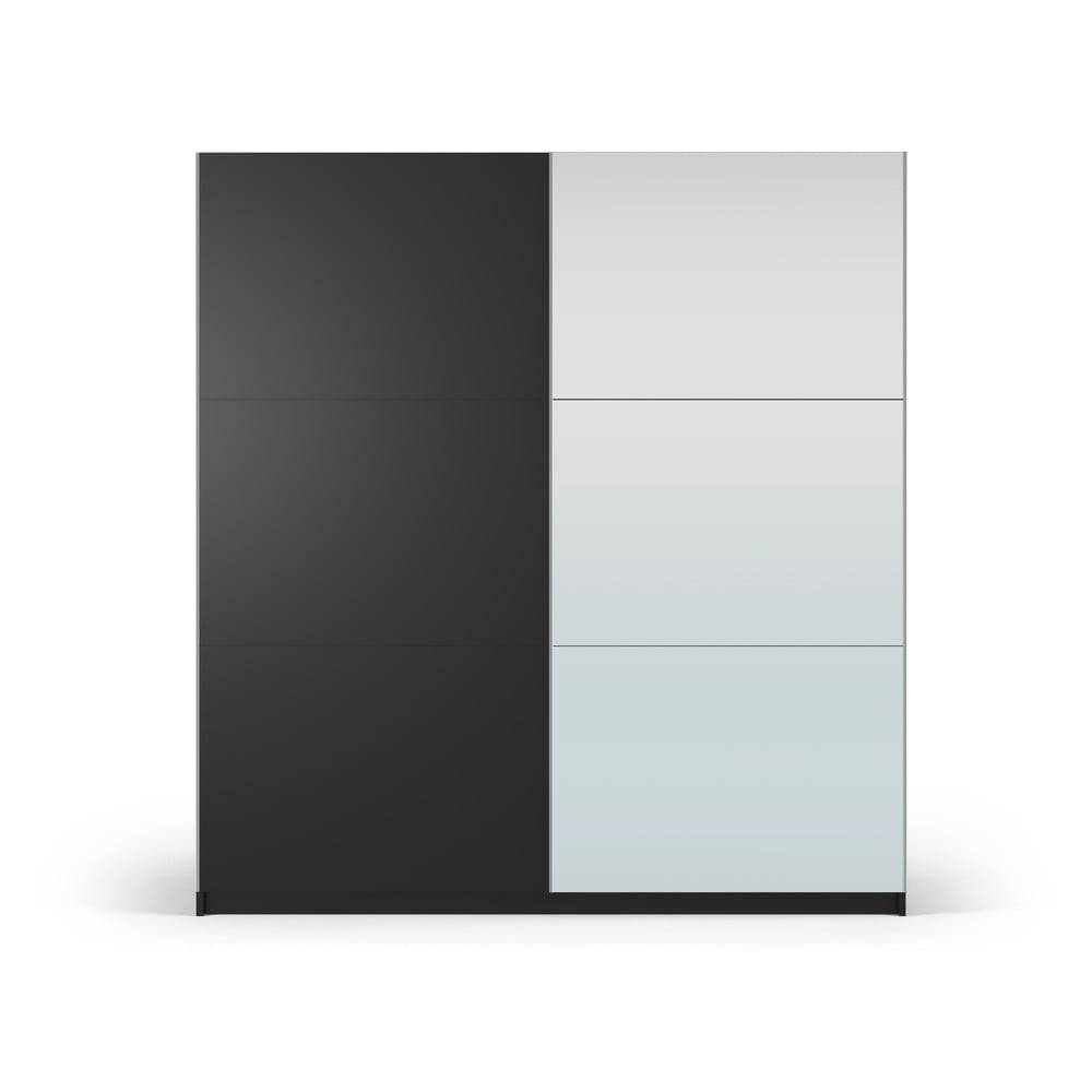 Cosmopolitan Design Čierna šatníková skriňa so zrkadlom a s posuvnými dverami 200x215 cm Lisburn - , značky Cosmopolitan Design