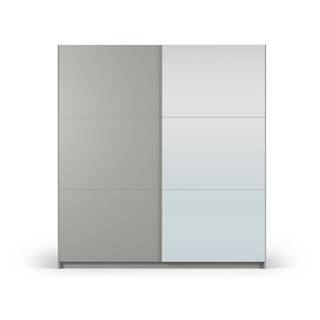 Sivá šatníková skriňa so zrkadlom a s posuvnými dverami 200x215 cm Lisburn - Cosmopolitan Design