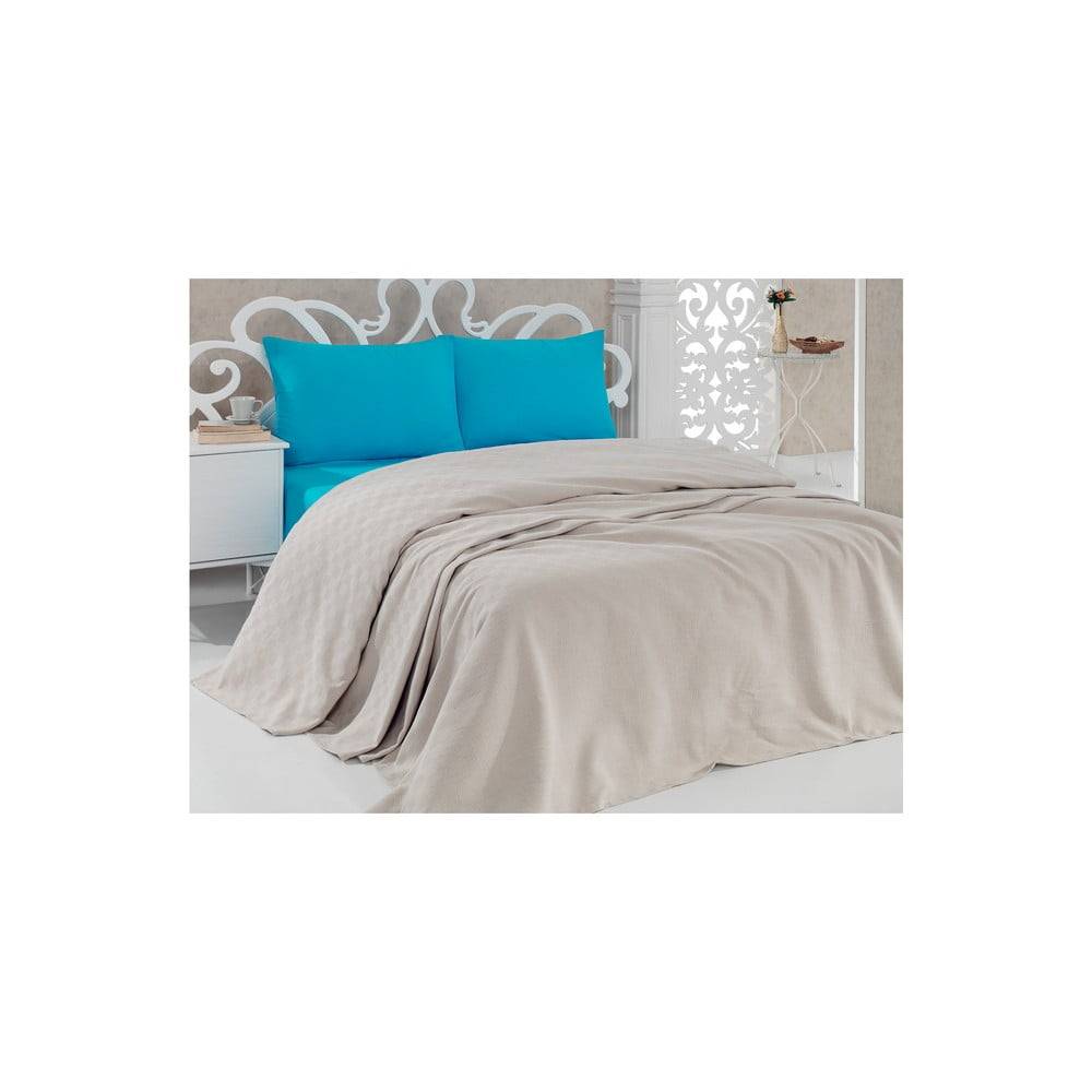 Unknown Bavlnená béžová prikrývka cez posteľ Pique Beige, 200 × 240 cm, značky Unknown