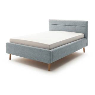 Meise Möbel Modrá čalúnená dvojlôžková posteľ s úložným priestorom s roštom 140x200 cm Lotte - , značky Meise Möbel