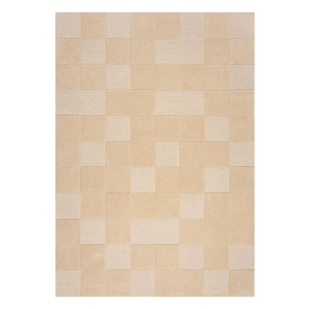 Flair Rugs Béžový vlnený koberec 170x120 cm Checkerboard - , značky Flair Rugs