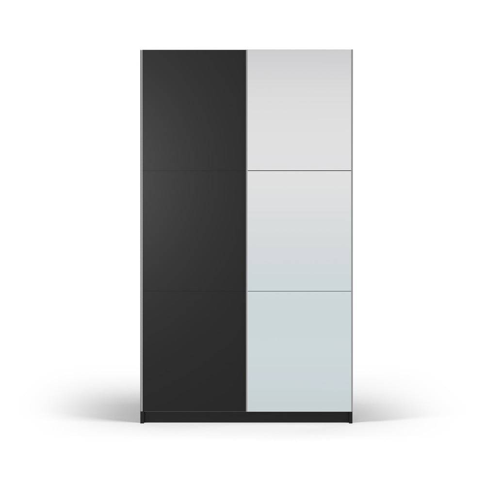 Cosmopolitan Design Čierna šatníková skriňa so zrkadlom a s posuvnými dverami 122x215 cm Lisburn - , značky Cosmopolitan Design
