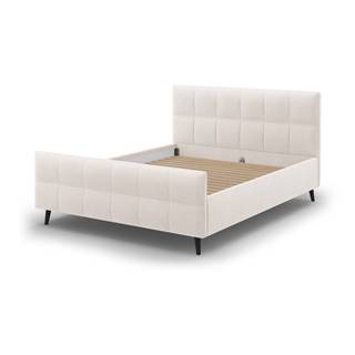 Micadoni Home Béžová čalúnená dvojlôžková posteľ s roštom 160x200 cm Gigi - , značky Micadoni Home