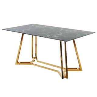 Jedálenský stôl KONAMI čierny mramor/zlatá