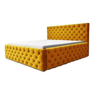 Sconto Čalúnená posteľ CHESTERFIELD žltá, 180x200 cm, značky Sconto