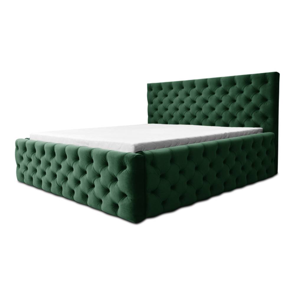 Sconto Čalúnená posteľ CHESTERFIELD zelená, 160x200 cm, značky Sconto