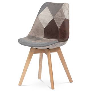 Sconto Jedálenská stolička ADERYN sivá/hnedá, patchwork, značky Sconto