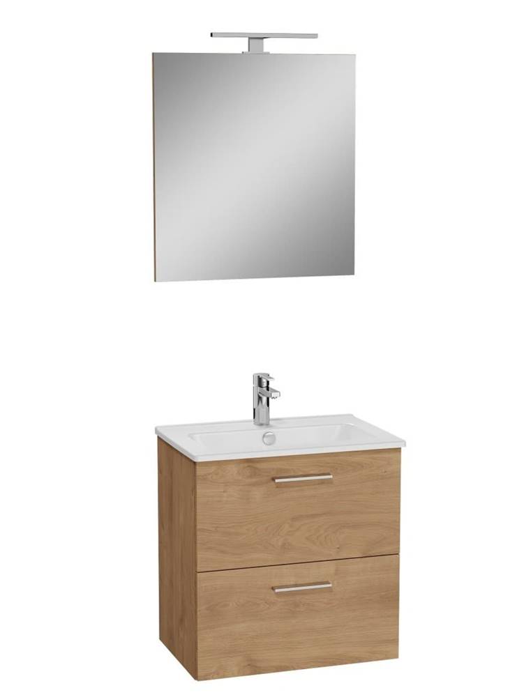 Vitra Kúpeľňová zostava s umývadlom, zrkadlom a osvetlením  Mia 59x61x39,5 cm dub MIASET60D, značky Vitra