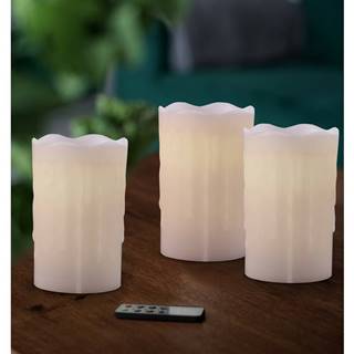 Sada voskových LED sviečok s diaľkovým ovládačom, 8 x 12,5 cm, 3 ks
