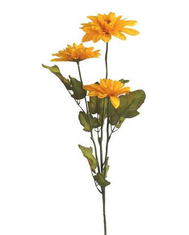 Umelá georgína, 3 kvety na stonke, v. 64 cm, žltá