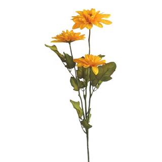 Umelá georgína, 3 kvety na stonke, v. 64 cm, žltá