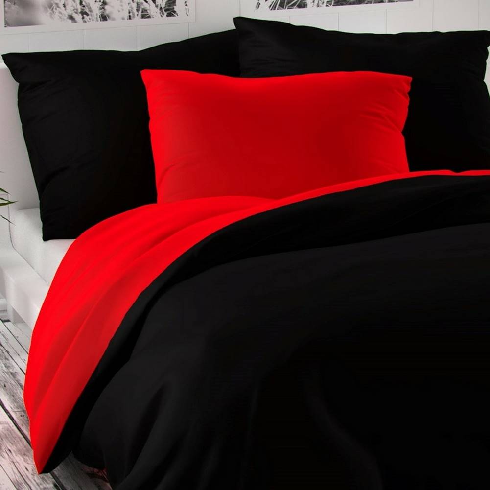 Kvalitex  Saténové obliečky Luxury Collection červená / čierna, 240 x 200 cm, 2 ks 70 x 90 cm, značky Kvalitex