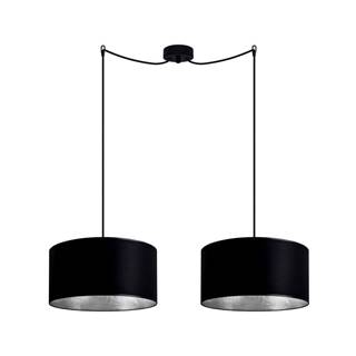 Sotto Luce Čierne závesné dvojramenné svietidlo s vnútrom v striebornej farbe  Mika, ⌀ 36 cm, značky Sotto Luce