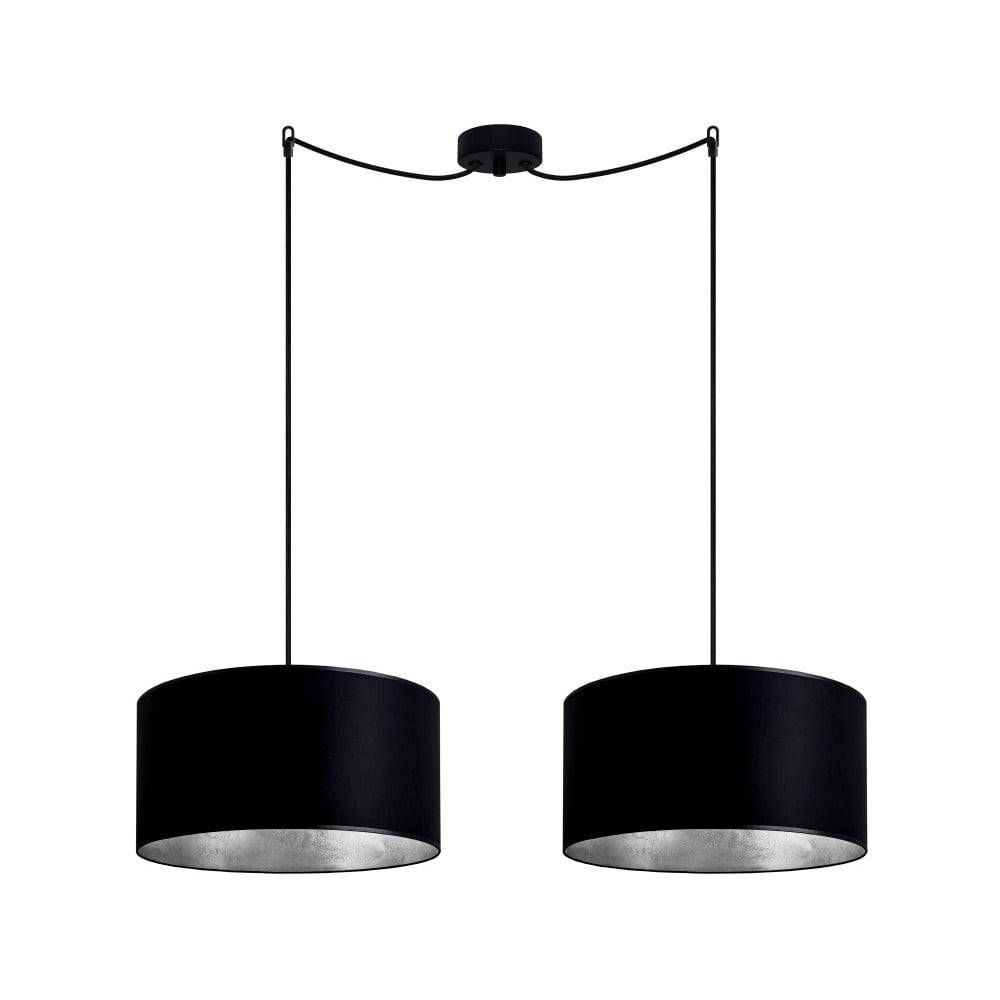 Sotto Luce Čierne závesné dvojramenné svietidlo s vnútrom v striebornej farbe  Mika, ⌀ 36 cm, značky Sotto Luce