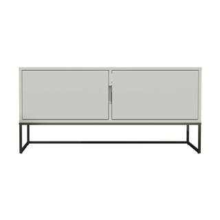 Biely dvojdverový TV stolík s kovovými nohami v čiernej farbe Tenzo Lipp, šírka 118 cm